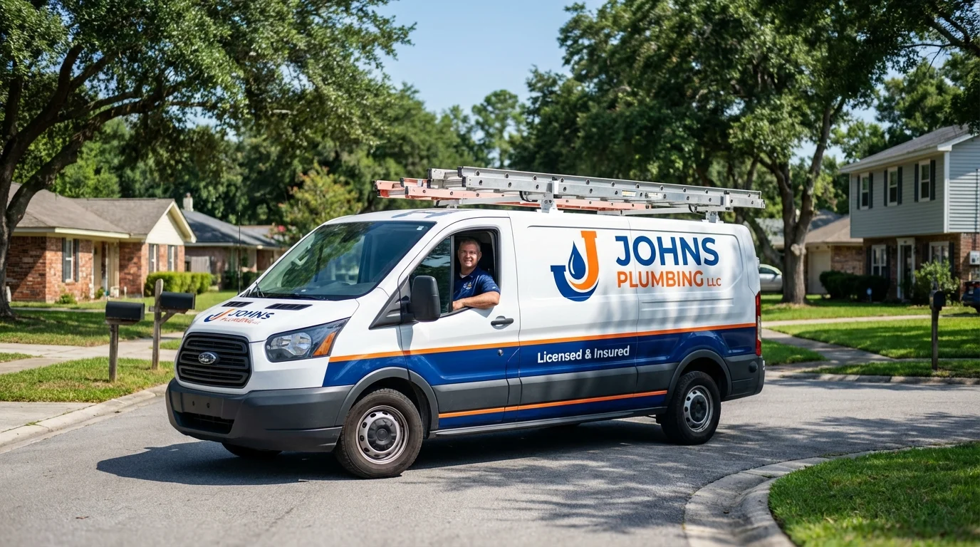 Johns Plumbing LLC service van in Indian Rocks Beach, FL