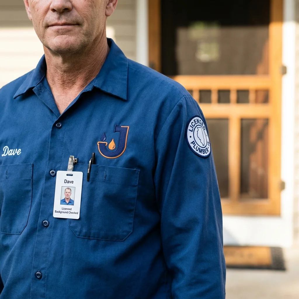 Licensed plumber showing ID badge in Indian Rocks Beach, FL