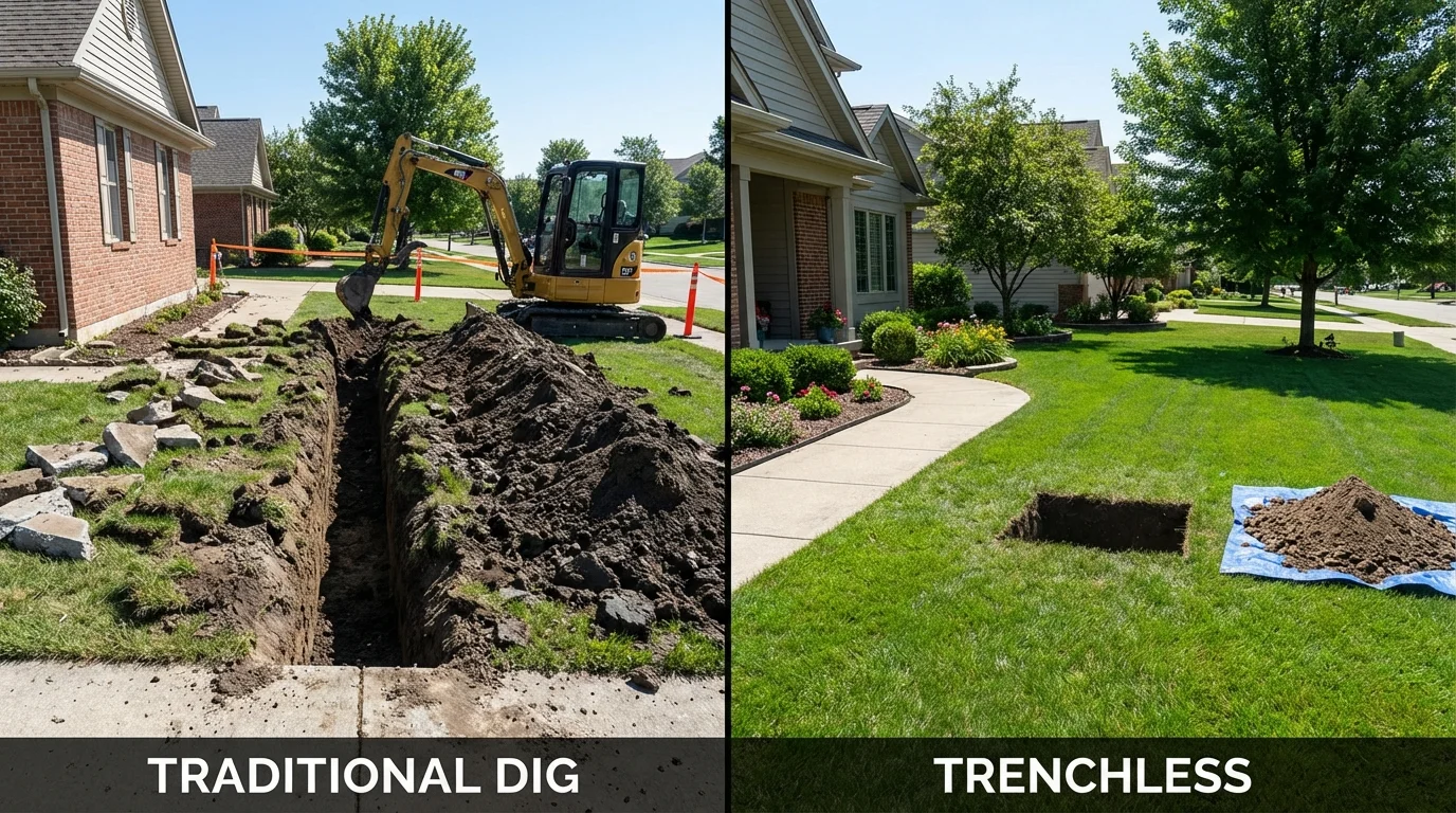 Trenchless sewer repair with minimal yard damage versus traditional excavation in Indian Rocks Beach, FL